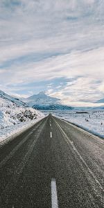 Nature,Route,Balisage,Asphalte,Montagnes,Neige,Hiver