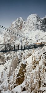 Winter,Nature,Mountains,Snow,Bridge