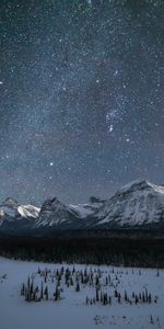 Winter,Nature,Mountains,Snow,Stars,Night