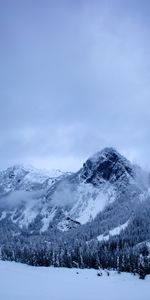 Winter,Nature,Mountains,Snow,Trees,Clouds