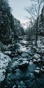 Winter,Nature,Rivers,Stones,Snow,Rocks