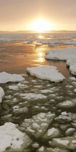 Winter,Nature,Rivers,Sunset,Sun,Evening,Ice,Cold,Canada