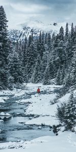 Arbres,Neige,Humain,Personne,Nature,Rivières,Hiver