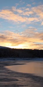 Winter,Nature,Snow,Lake,Forest,Sunset,Ice,Landscape