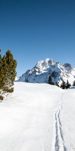 Winter,Nature,Snow,Mountain,Path,Traces,Landscape