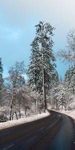 Winter,Nature,Snow,Road,Turn,Valley,Landscape