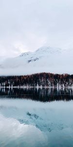 Winter,Nature,Trees,Sky,Snow,Mountain,Lake