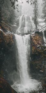 Winter,Nature,Waterfall,Break,Precipice,Snow