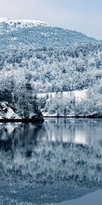 Rivières,Paysage,Arbres,Montagnes,Hiver