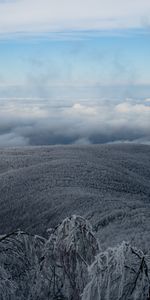 Montagne,Nuages,Sommet,Retour Au Début,Nature,Sky,Gel,Hiver,Givre