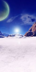 Winter,Sky,Sun,Mountains,Planets,Fantasy