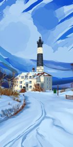 Winter,Snow,Building,Lighthouse,Art