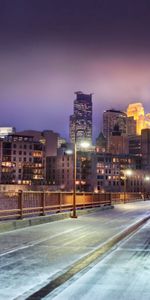 Winter,Snow,Horizon,Bridge,United States,Minnesota,Us,Cities