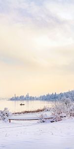 Winter,Snow,Lake,Nature,Boat