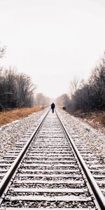 Winter,Snow,Nature,Loneliness,Railway,Rails