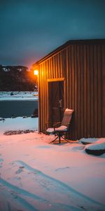 Winter,Snow,Shine,Light,Miscellanea,Miscellaneous,Night,Lodge,Small House