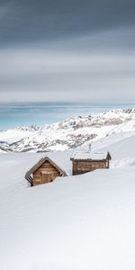 Nature,Montagnes,Neige,Hiver,Petites Maisons,Maisons