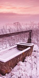 Les Champs,Coucher De Soleil,Hiver,Paysage