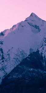 Winter,Sunset,Sky,Snow,Mountain,Pink,Peak,Nature