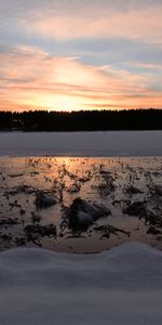 Winter,Sunset,Snow,Lake,Nature,Ice