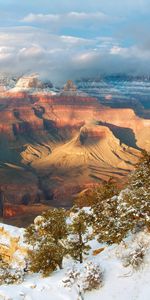 Invierno,Naturaleza,Árboles,Montañas,Altura,Arizona,Nieve,Cañones