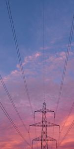 Wires,Sunset,Sky,Miscellanea,Miscellaneous,Design,Tower,Wire,Construction