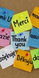 Words,Buttons,Lots Of,Multitude,Stickers,Thank You,Languages,Multicolored,Board