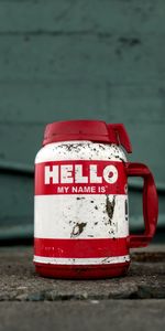 Words,Jug,Spots,Thermos,Stains,Inscription,Dirty