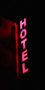 Words,Light,Inscription,Signboard,Hotel,Shine,Sign