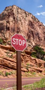 Words,Stop,Sign,Canyon