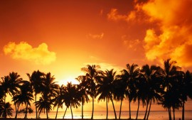 Aitutaki Island at Sunset,...