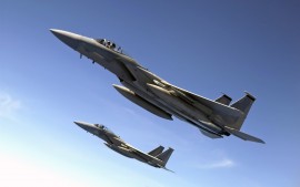 F 15 Eagles Fly Over the...