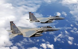 F 15C Eagles flies Over...